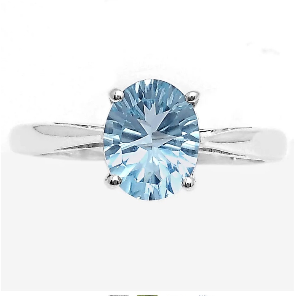 Natural sky blue topaz sterling silver ring 7.5 - Picture 1 of 4